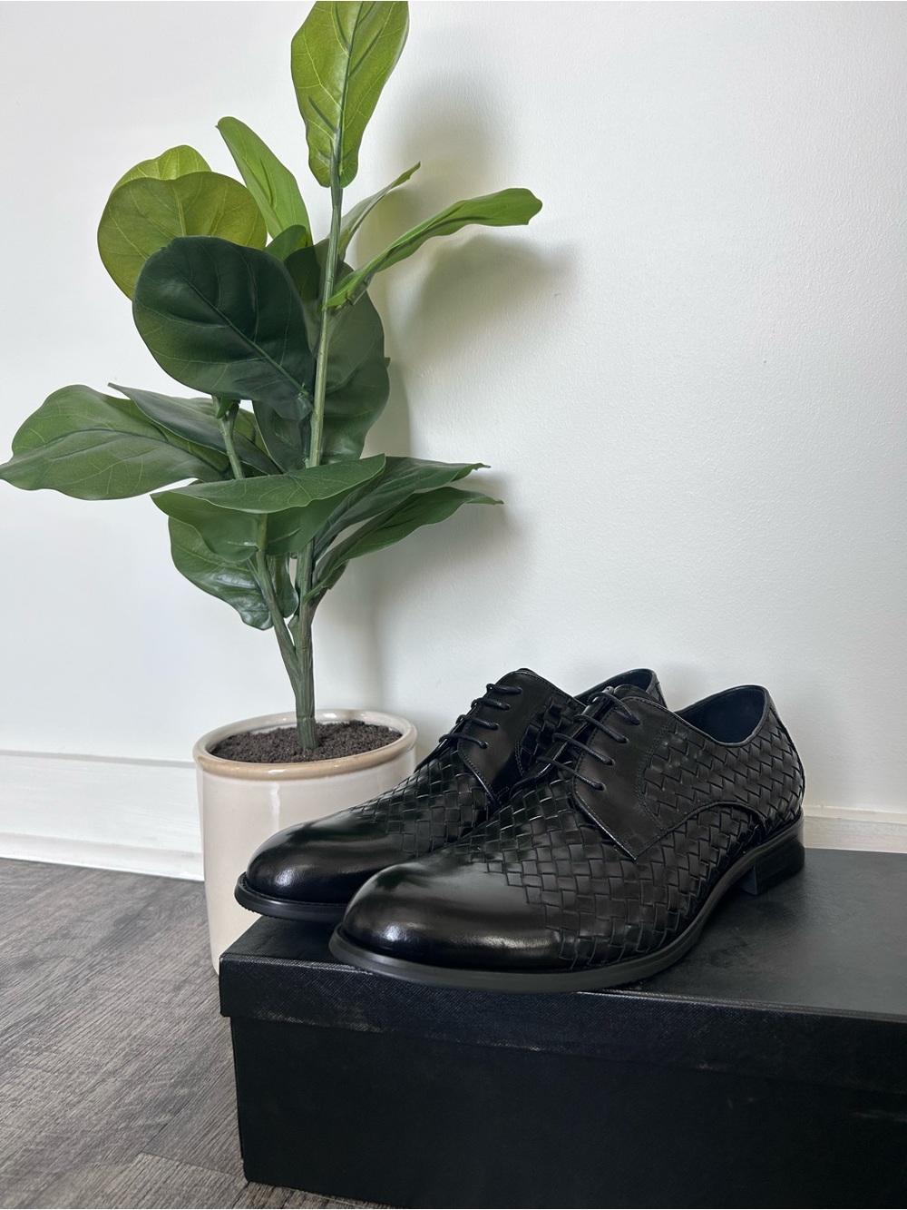 Zanzara Beethoven Black Woven Leather Dress Shoes